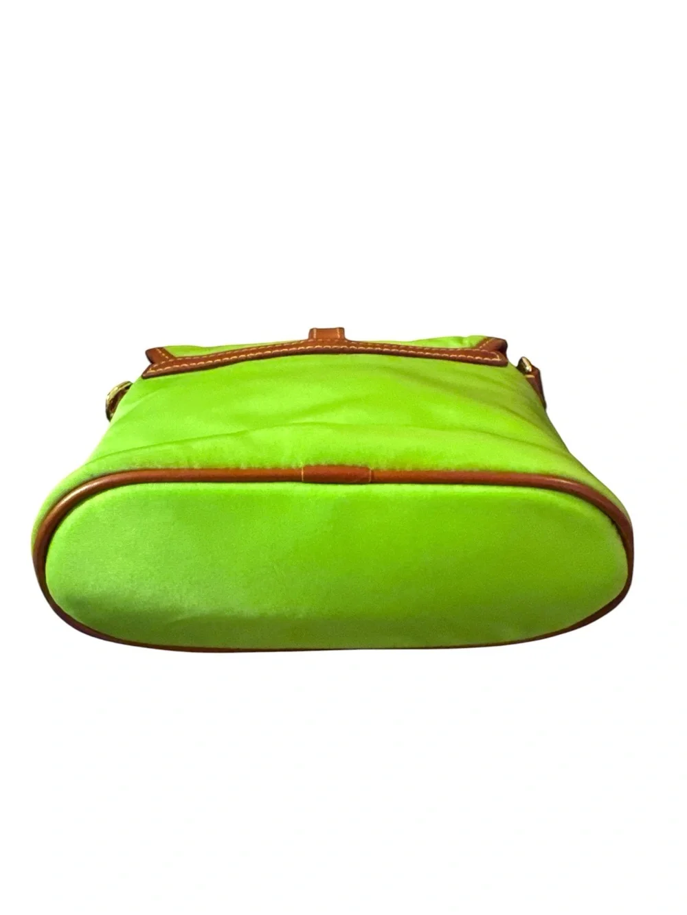 Dooney & Bourke neon Green Nylon Brown Leather Shoulder Bag
